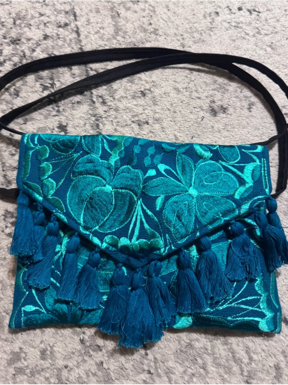 Women’s Teal Embroidered Crossbody Bag